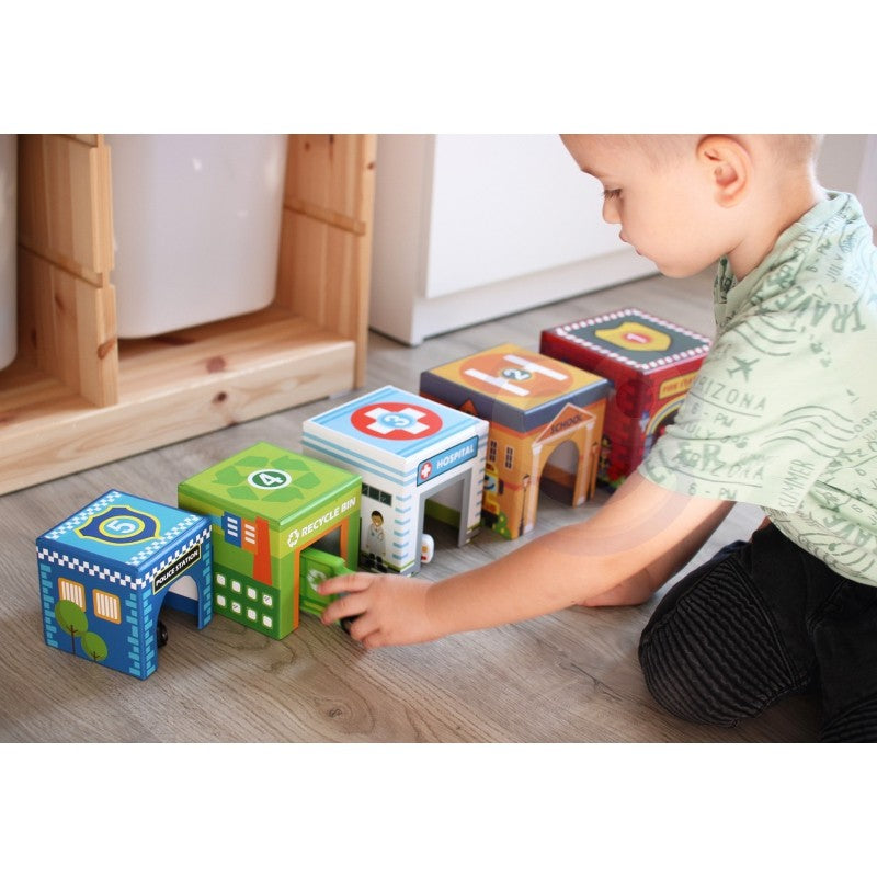 City Vehicles in Boxes Puzzle Cubes
